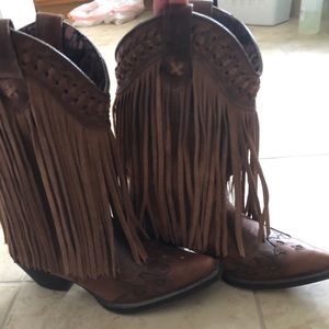 Dingo fringe leather cowboy boots